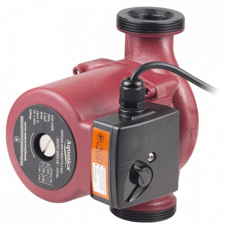 Насос циркуляційний 245 Вт Hmax 8 м Qmax 200 л / хв Ø2 "180 мм гайки Ø1¼" AQUATICA (774142)-774142