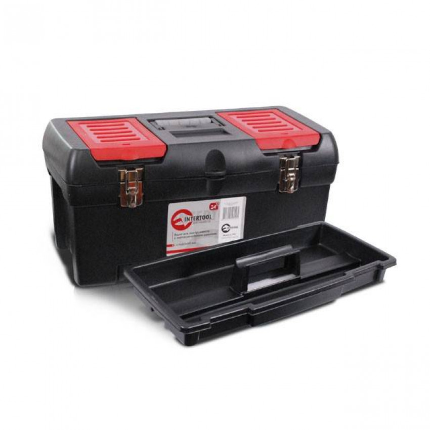 Ящик для інструментів з металевими замками 24" 610*255*251 мм INTERTOOL BX-1024-BX-1024