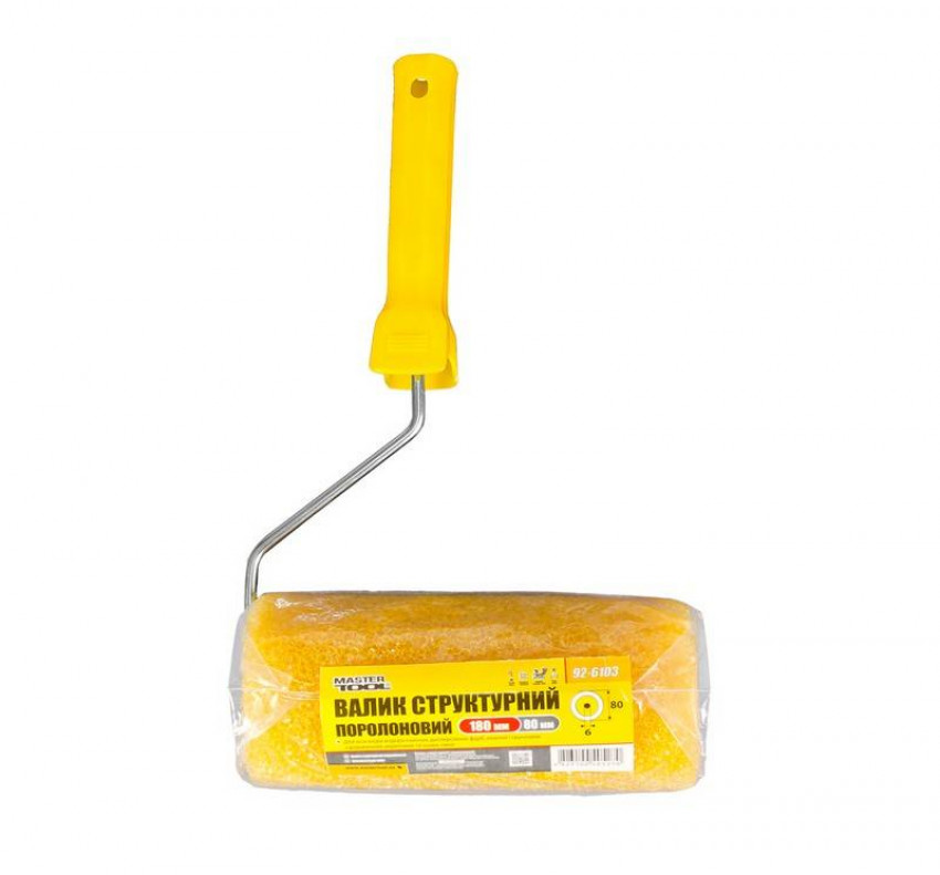 Валик структурний поролоновий MASTERTOOL 80х180 мм d 6 мм з ручкою 92-6103-92-6103
