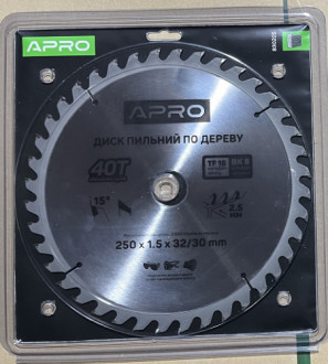 Диск пильний по дереву 250х32(30)х40Т APRO-[articul]
