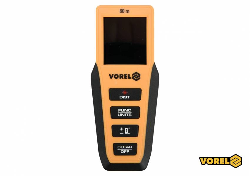 Дальномір лазерний VOREL: 0.2-80 м, точність ± 2 мм, 8 режимів, живлення-2 x AAA (3 В)-81794