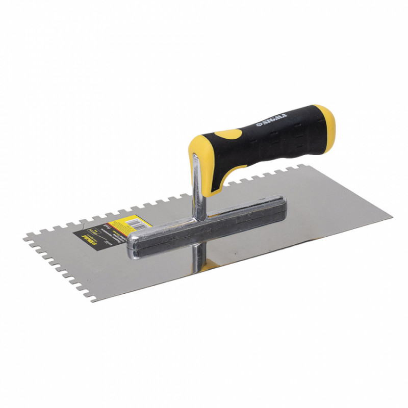 Гладилка штукатурна нержавіюча із зубом Profi 280мм×130мм 6×6мм Sigma (8327521)-8327521