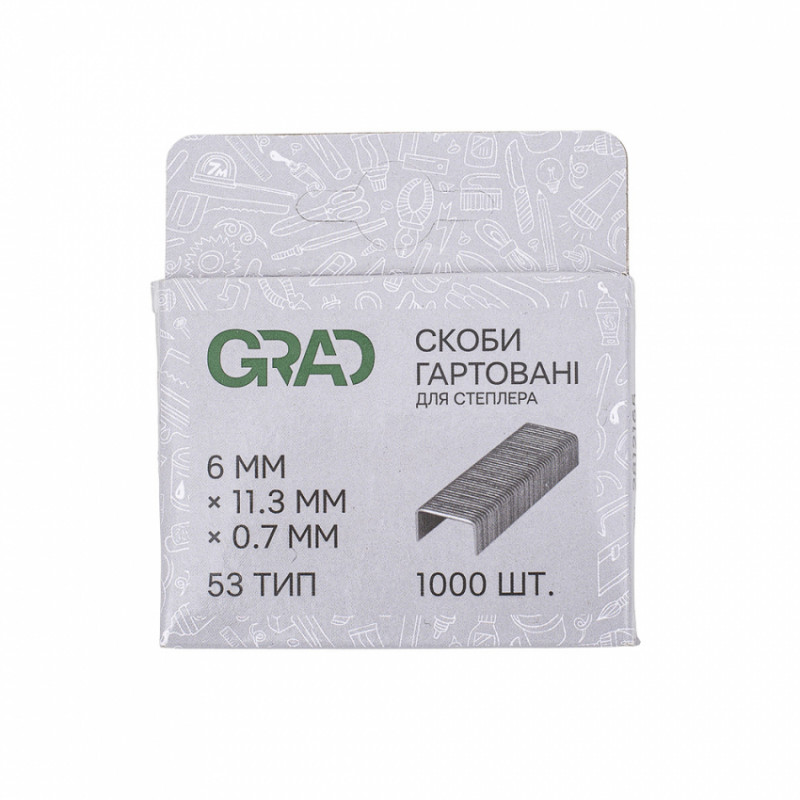 Скоби 6*11.3мм гартовані 1000шт Grad (2812165)-2812165