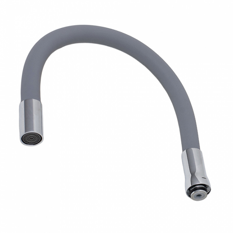 Вилив (гусак) 3/4" для кухні силіконовий сірий AQUATICA (XH-5240) (9793511)-9793511