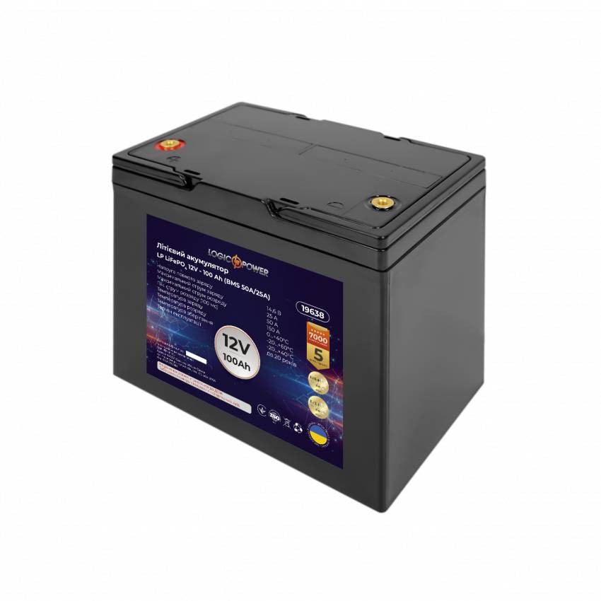 Акумулятор LP LiFePO4 12V - 100 Ah (BMS 50A/25А) пластик-