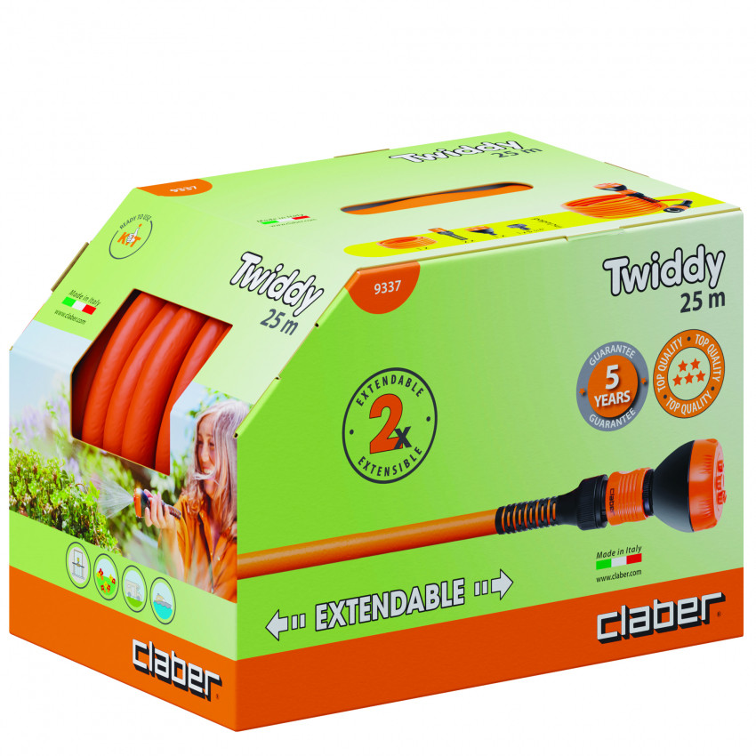 Шланг поливальний пружинний 1/2" TWIDDY 25м, з конекторами і розпилювачем-93370000