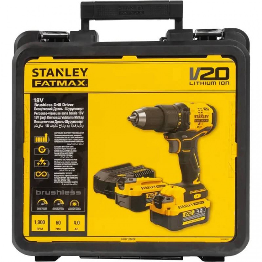 Дриль-шурупокрут безщітковий акумуляторний STANLEY FATMAX SBD710M2K-SBD710M2K