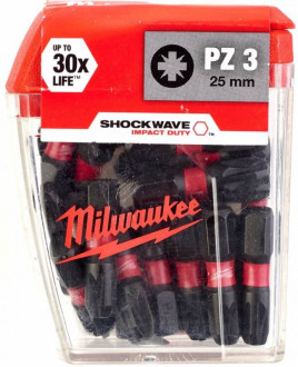 BIT SHOCKWAVE MILWAUKEE, PZ3, 25 мм, (25 шт.)