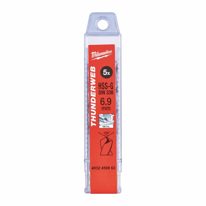 Свердло по металу THUNDERWEB HSS-G MILWAUKEE, Ø6,9х109мм, (5шт)-4932459862