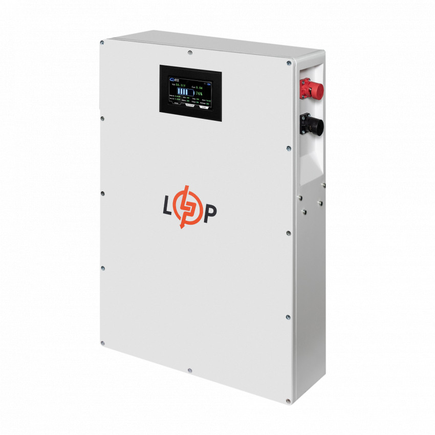Акумулятор LP LiFePO4 51,2V - 100 Ah (5120Wh) (BMS 100A/50А) метал LCD Smart RS485/CAN JK настінний-