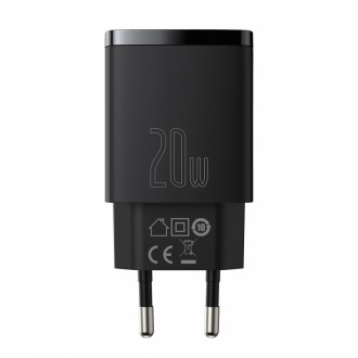 Зарядний пристрій Baseus Compact Quick Charger USB+Type-C 20W Чорний (CCXJ-B01)-[articul]