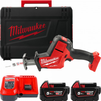 Пила шабельна акумуляторна MILWAUKEE, M18 FHZ-502X (зарядий пристрій M12-18 FC, 2 акумулятори М18 В5 5Аг, полотно, HDкейс)-[articul]