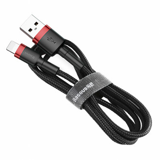 Кабель Baseus Cafule USB 2.0 to Lightning 2A 3M Чорний/Червоний (CALKLF-R91)-[articul]