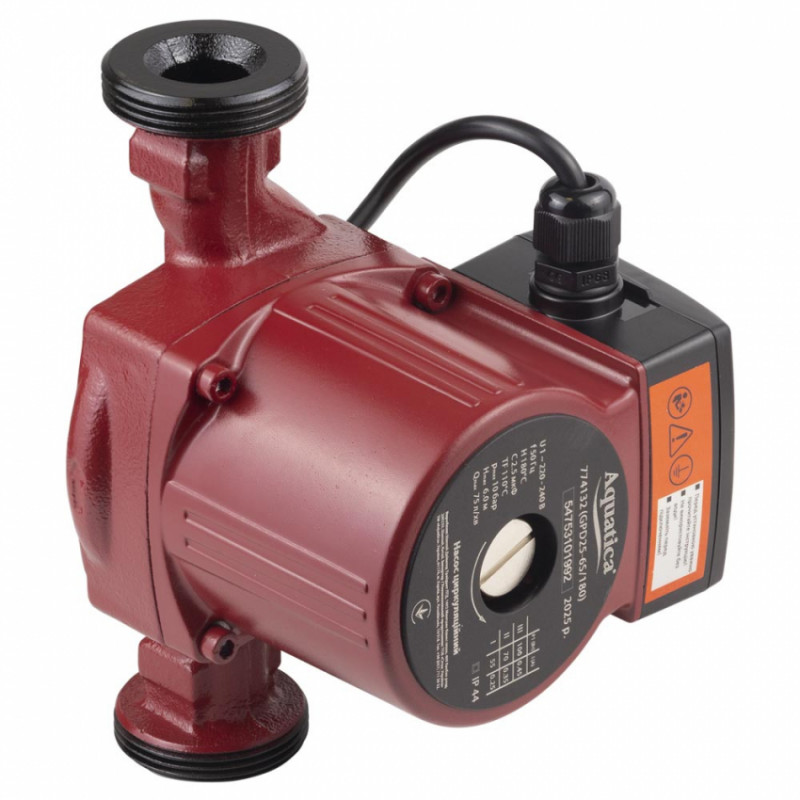 Насос циркуляційний 100Вт Hmax 6м Qmax 75л/хв Ø1½" 180мм гайки Ø1" AQUATICA (774132)-774132