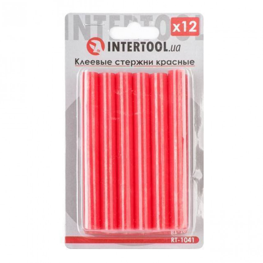 Комплект клейових стрижнів червоних, 11,2×100 мм, 12 шт. INTERTOOL RT-1041-RT-1041