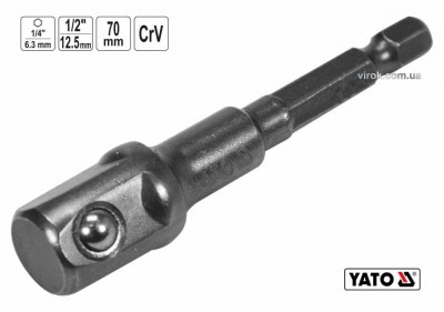 Тримач-адаптер торцевих голівок YATO: HEX-1/4&quot; &gt; квадрат-1/2&quot;, L=70 мм, Cr-V-[articul]