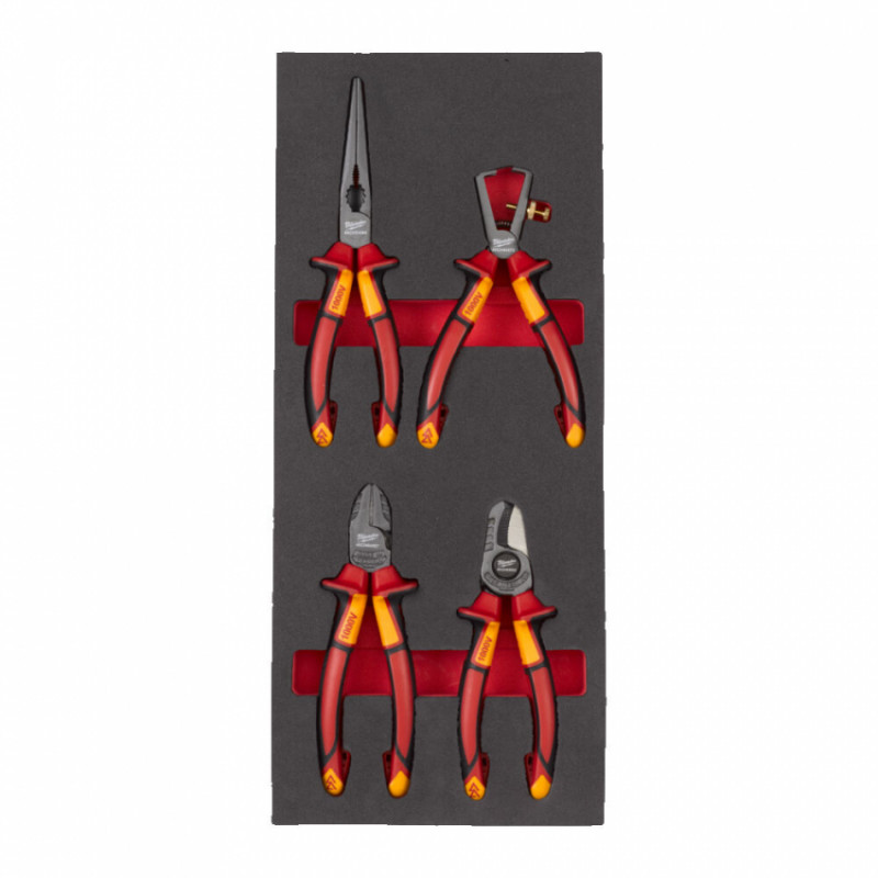 Ложемент з набором інструмента шарнирно-губцевого VDE MILWAUKEE, (4шт) для шаф металевих-4932493460