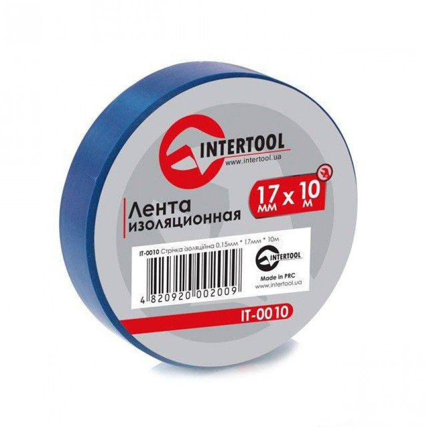 Стрічка ізоляційна 0.15мм*17мм*10м, синя INTERTOOL IT-0010-IT-0010
