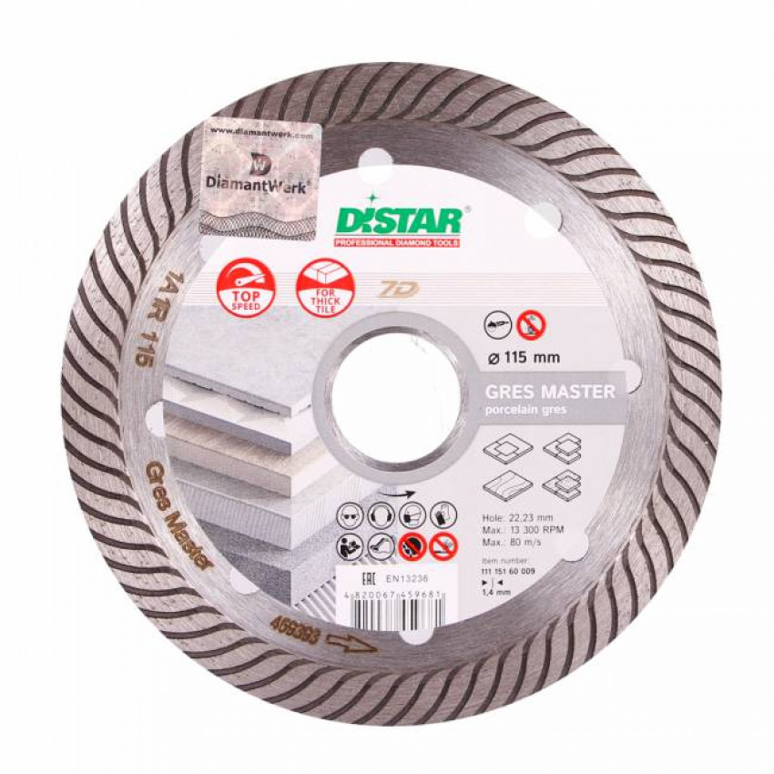 Круг алмазний вiдрiзний 1A1R 115x1,4/1,0x10x22,23 Gres Master-11115160009