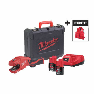 Труборіз акумуляторний по нержавіючій сталі MILWAUKEE M12 PCSSMC-202C + жилет-[articul]