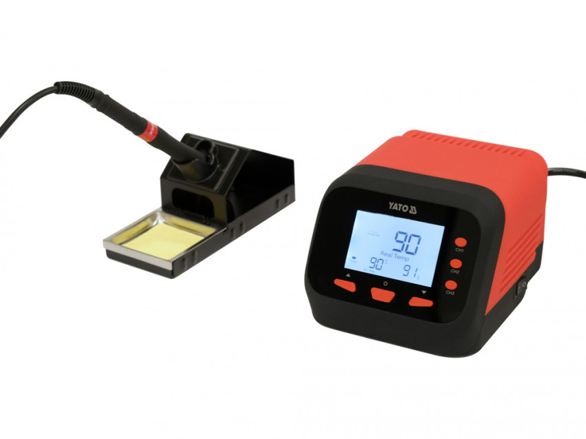 Паяльна станція мережева 110-230 V YATO; Р= 75 Вт, t°= 90-480°С, жало тип T12, LCD табло [12]-YT-82462