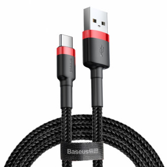 Кабель Baseus Cafule USB 2.0 to Type-C 3A 0.5M Чорний/Червоний (CATKLF-A91)-[articul]