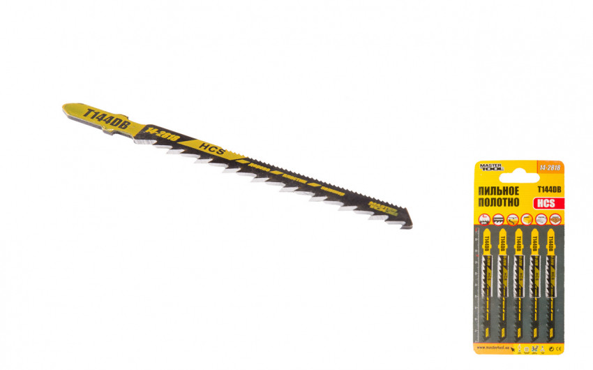 Полотно пильне для лобзика MASTERTOOL по дереву 5 шт швидкий прямий і зворотний рез 6TPI 100 мм T144DB 14-2818-14-2818