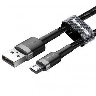 Кабель Baseus Cafule USB 2.0 to microUSB 2.4A 1M Чорний/Сірий (CAMKLF-BG1)-[articul]