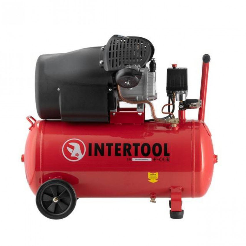 Компресор 50 л, 2.23 кВт, 220 В, 10 aтм, 354 л/хв, 2 циліндри. INTERTOOL PT-0004-PT-0004