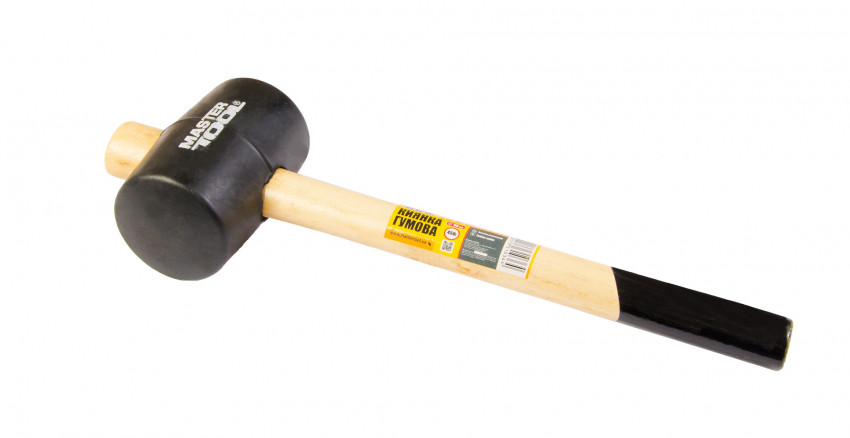 MasterTool Киянка гумова чорна 60 мм 450 г ручка з дерева, Арт.: 02-0302-02-0302
