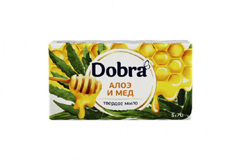 Мило туалетне тверде косметичне 5*70г екопак ТМ Dobra Алое та мед-081134