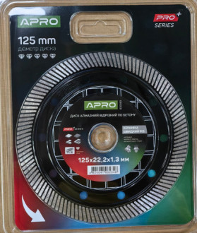 Диск алмазний по бетону Кераміка Швидкий Різ 125х1.3х22.22мм 22-24% APRO PRO-[articul]