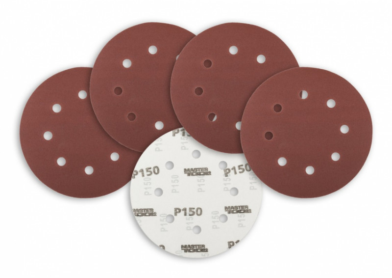 Коло шліфувальне на липучці MASTERTOOL з 8 отворами 180 мм зерно 150 5 шт 08-1815-H-08-1815-H