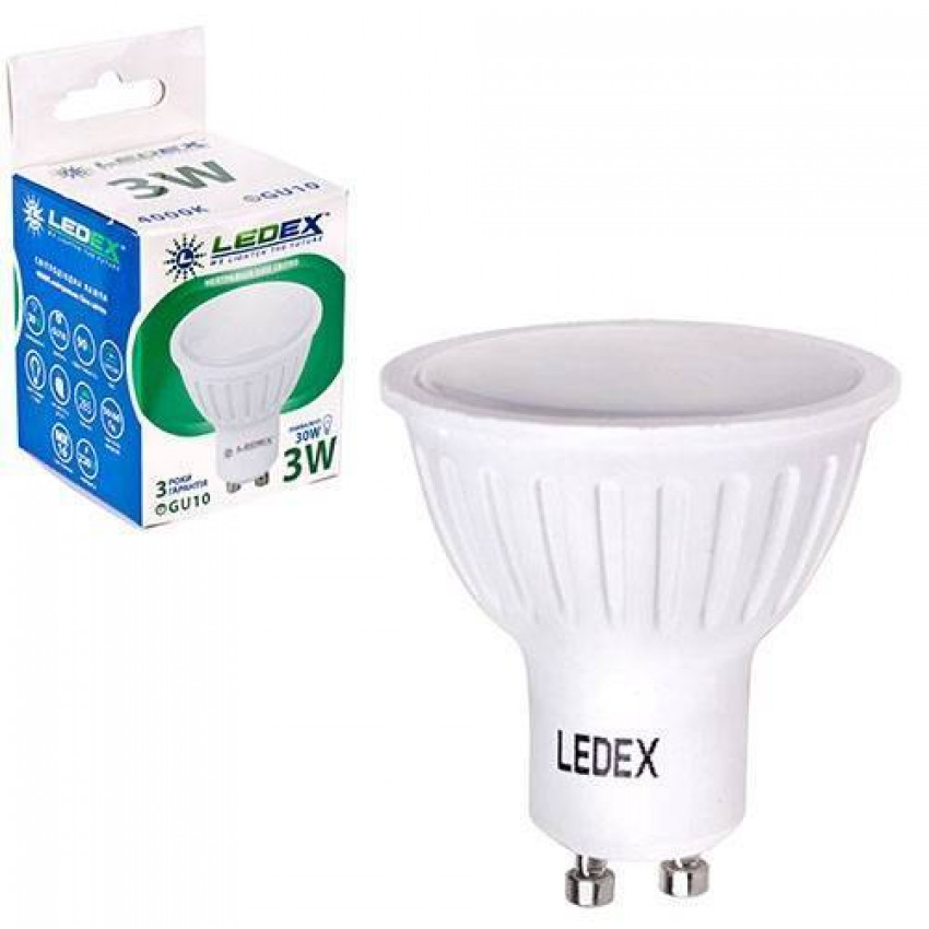 Світлодіодна лампа LEDEX, GU10 3W, 285lm, 120º 4000К, 220V-100241