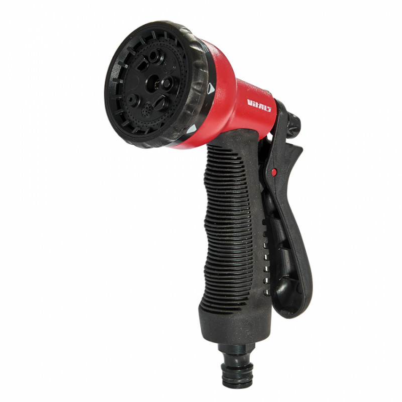 Пістолет-розпилювач 8-позиційний + адаптер з нарізкою 1/2″, 3/4″ та 2 конектори для шланга 1/2″ Vit-191512