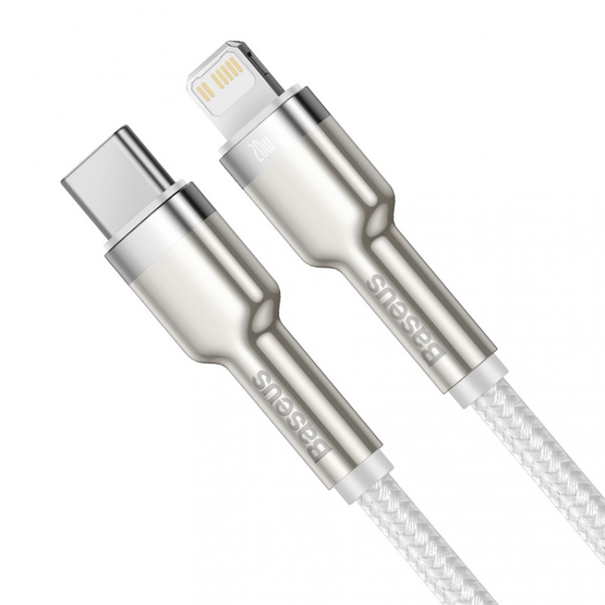 Кабель Baseus Cafule metal Type-C to Lightning PD 20W 2M Білий (CATLJK-B02)-
