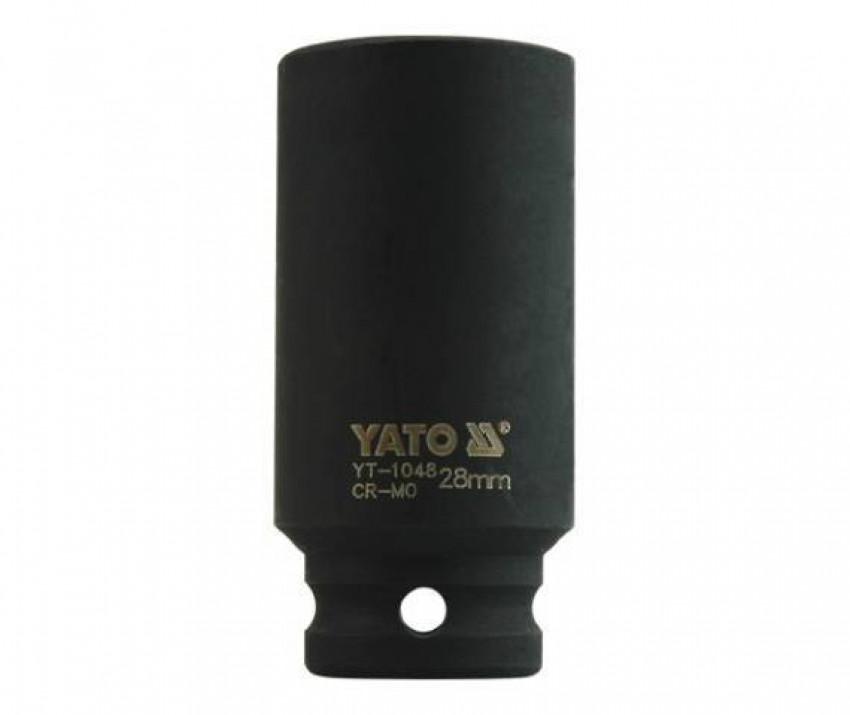 Головка торцева ударна YATO глибока 6-гранна, з квадром. 1/2", М = 28мм, l = 78мм, [12/48]-YT-1048
