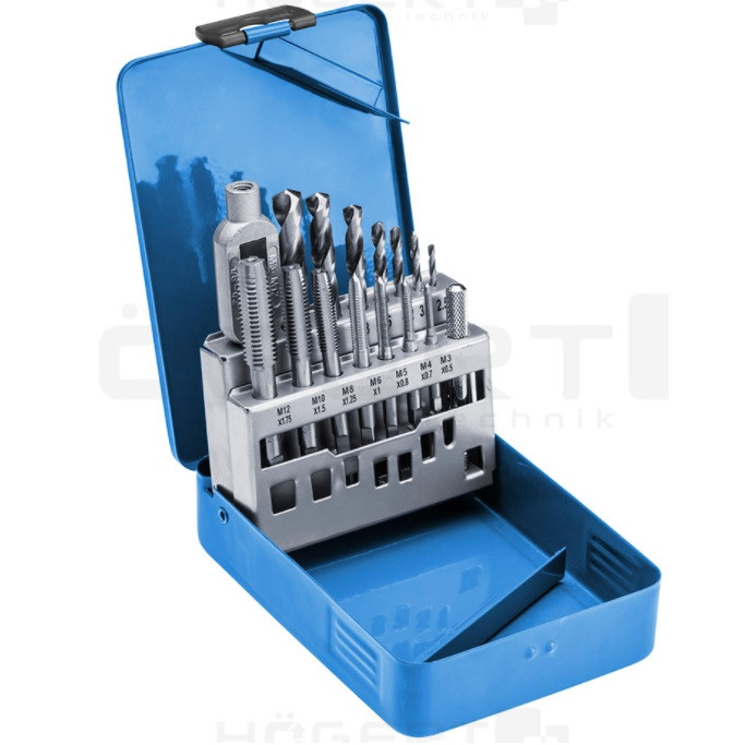 Набір мітчиків і свердл 15 шт. HOEGERT HSS HT3B581-HT3B581