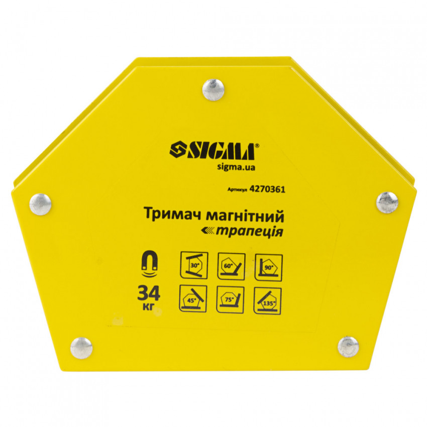 Магніт для сварки трапеція 34кг 105×65×65×45мм (30,45,60,75,90,135°) Sigma (4270361)-4270361