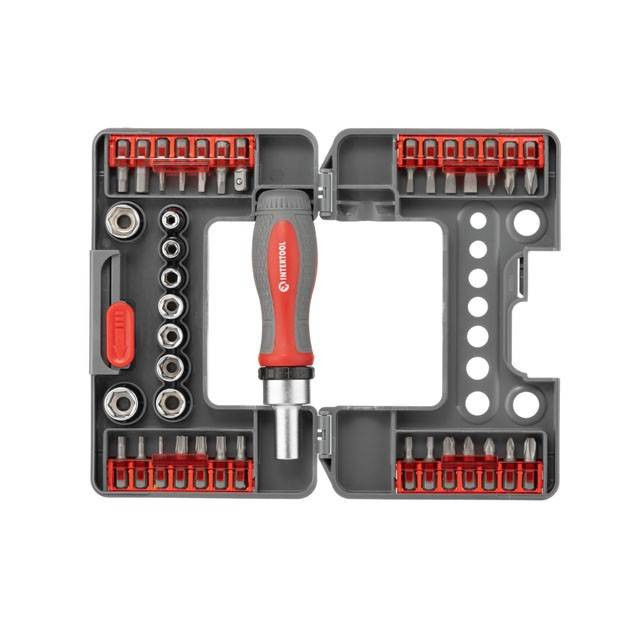 Викрутка реверсивна з комплектом насадок і головок, 38 од., STORM INTERTOOL VT-3638-VT-3638