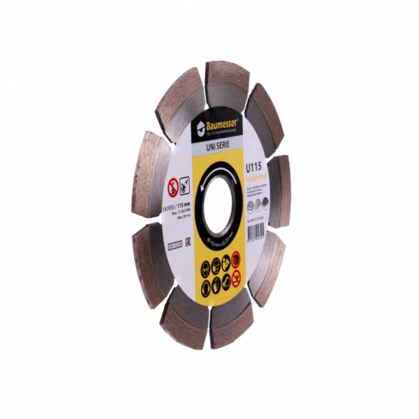 Коло алмазне відрізне 1A1RSS/C3-H 115x1,8/1,2x10x22,23-9 Baumesser Universal-94315129009