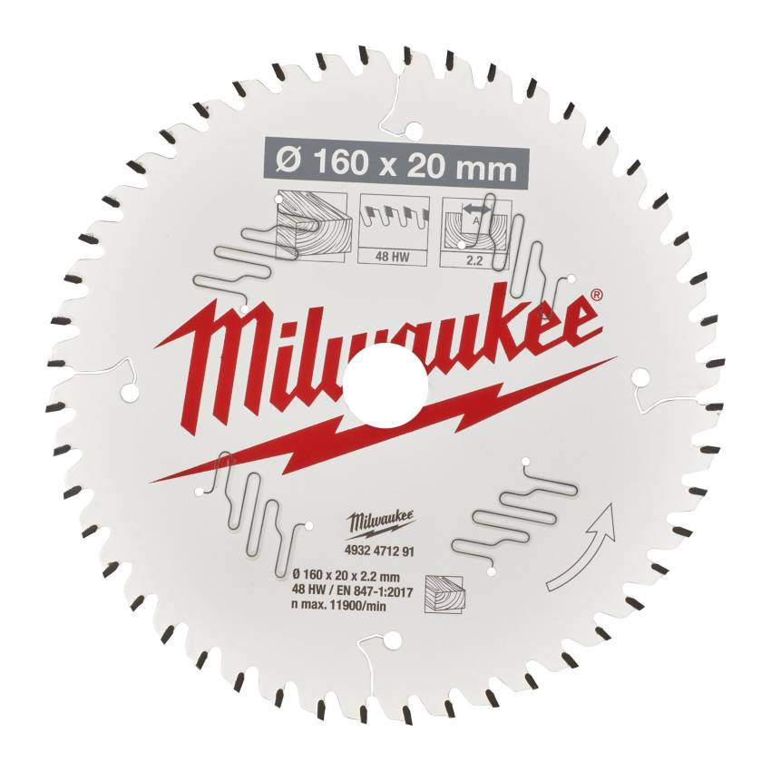 Диск пиляльний PFTE MILWAUKEE, Ø160х20х2,2мм, 4 зуб. 1-4932471293