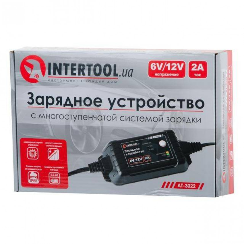 Зарядний пристрій 6/12 В, 2 А, 1,2 - 60 Аг, з мікропроцесором INTERTOOL AT-3022-AT-3022