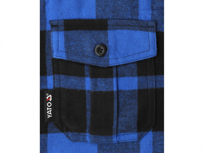 Сорочка фланелева синьо-чорна, YATO розм. 2XL/ 82см х 62см,100%-бавовна [40]-YT-78810