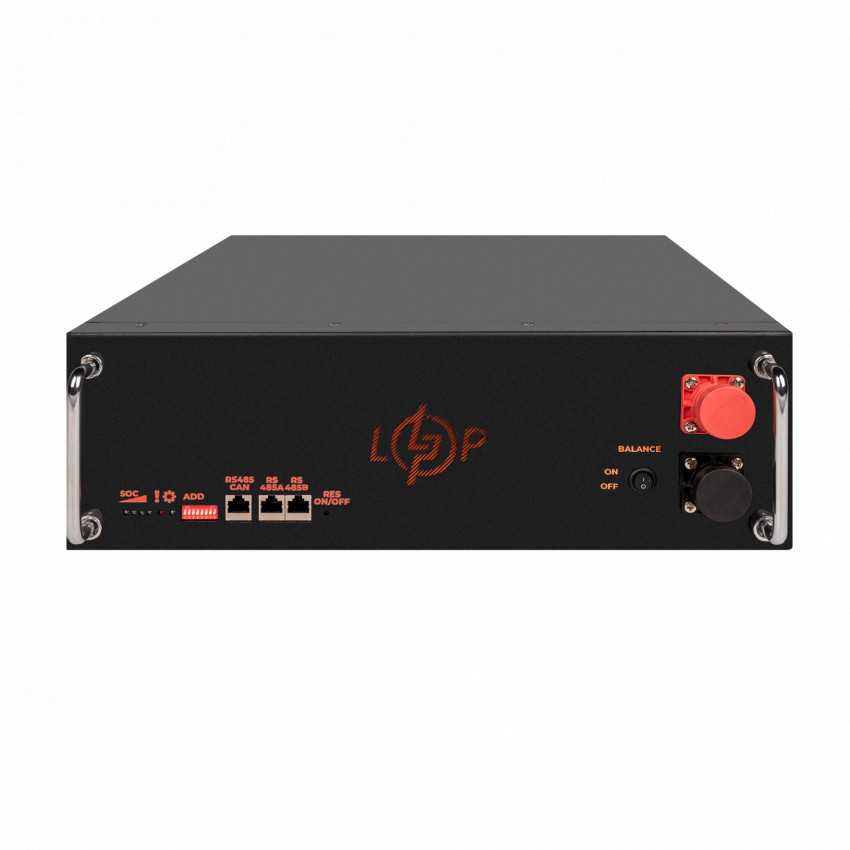 Акумулятор LP LiFePO4 51,2V - 100 Ah (5120Wh) (BMS SP 100A/50А) RM RS485/CAN LCD BL-