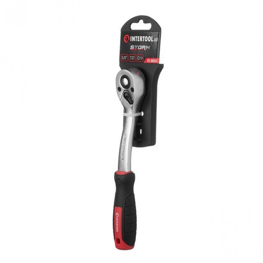 Рукоятка із храповим механізмом на 72 зуба 3/8" ., Cr-V STORM INTERTOOL ET-8002-ET-8002