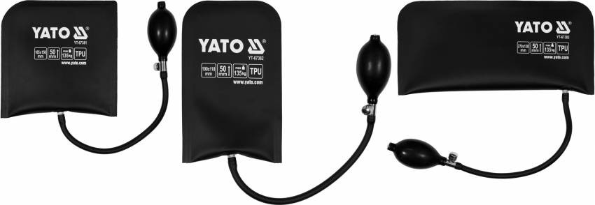 Подушки монтажні надувні YATO навант.- 135 кг, висота- 50 мм, 270х130/ 165х150/ 190х110 мм, 3 шт.-YT-67385