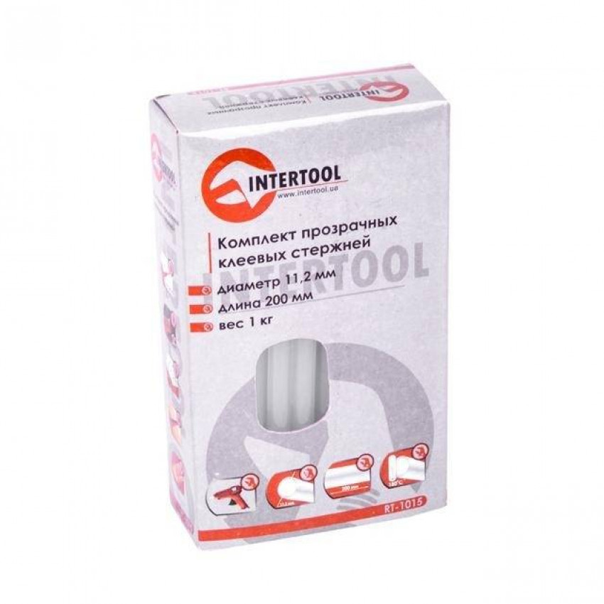 Комплект клейових стрижнів прозорих, 11,2×200 мм, уп. 1 кг INTERTOOL RT-1015-RT-1015