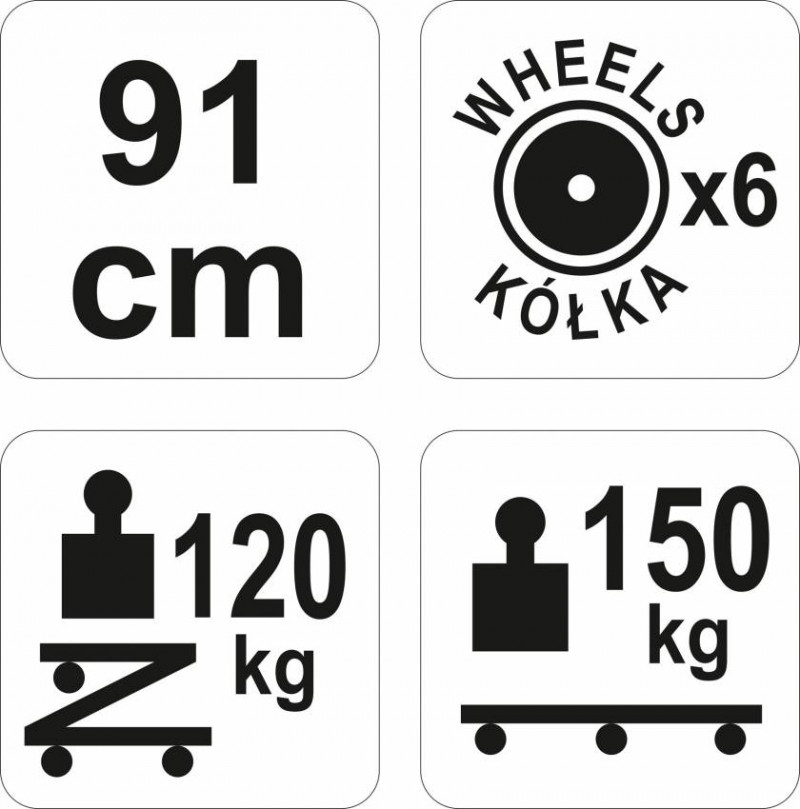 Лежак-сиденья для ремонта YATO на 6 колесах; 91х 42х 13 см, для навант. леж./сид. полож- 150/120 кг-YT-08802