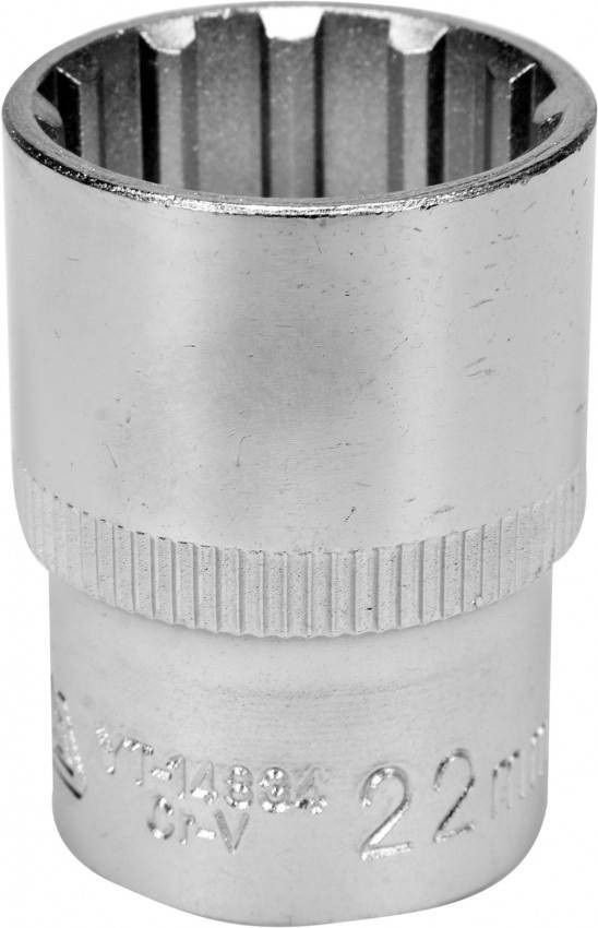 Головка торцева "Spline" YATO: квадрат 1/2", M22, l=38 мм, CrV [Блістер]-YT-14834